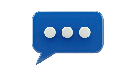Blue speech bubble with three white dots