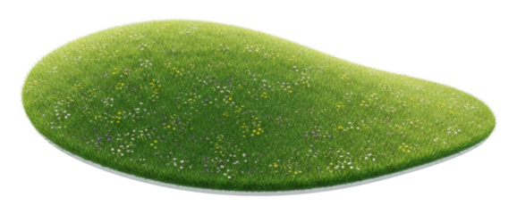 Lush green landscape nature scene graphic aerial view isolated on transparent background