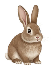 Obraz premium Cute brown rabbit animal digital drawing whimsical isolated on transparent background