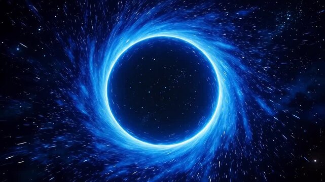 Blue cosmic ring structure in deep space with particles