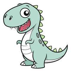 Fototapeta premium Charming cartoon dinosaur with a friendly expression and playful stance a delightful silhouette high quality professional