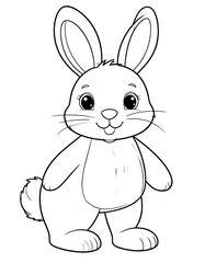 Fototapeta premium A cute cartoon rabbit with big ears and a fluffy tail