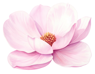 Pink Magnolia Flower Close Up View.