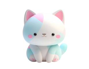 Cute pastel colored plush cat toy sitting.