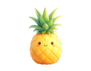 Smiling Cartoon Pineapple Character Illustration.