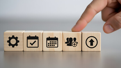 Process Optimization and Planning: Hand Pointing to Icon Blocks

