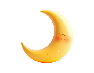 Crescent Moon with Smiling Face Closeup.