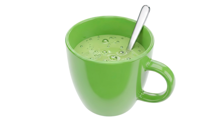 Green Mug with Bubbles and Spoon