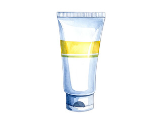 Transparent Tube of Yellow Cream Cosmetic.