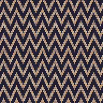 Brown Melange Chevron knitting seamless pattern design