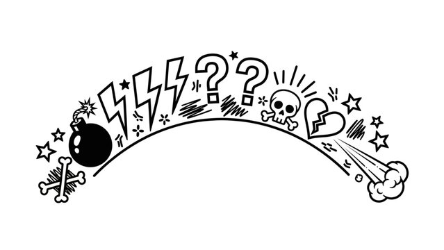 Cartoon Comic Style Symbols of Rage, Frustration, and Negative Emotions Arc