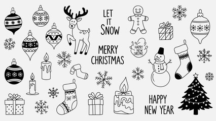 Charming Hand-Drawn Christmas Doodles Vector Collection Featuring Festive Icons © Jonan