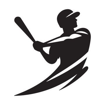 baseball batter vector silhouette clip art logo design illustration 