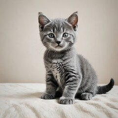 Obraz premium シャルトリューの子猫の愛らしい座り姿