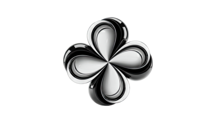 Abstract Black and White Clover Shape