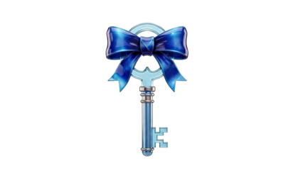 Blue Bow on a Decorative Key