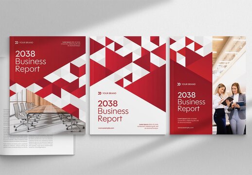 Brochure Cover Template in Modern Minimal Red & White for Company Profile, Annual Report, Whitepaper