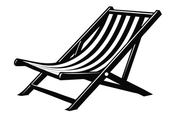 beach chair silhouette line art vector illustration