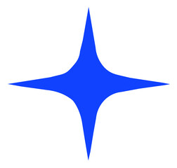 Obraz premium Blue color four pointed star shape with smooth curved edges centered in minimal geometric layout on white background 