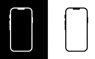 Minimal Smartphone Outline Silhouette Mockup Black and White