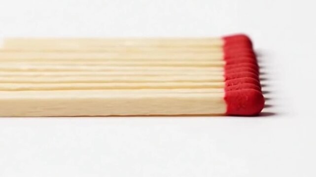 Arrangement of matches on a white background showing fire safety concept beautifully