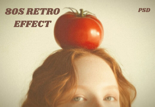 Vintage Tomato Portrait 80s Retro PSD Effect