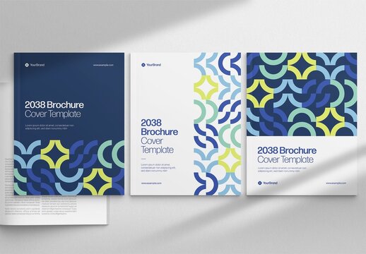 Brochure Cover Template ft. Modern Geometric Pattern for Company Profile, Annual Report, White Paper