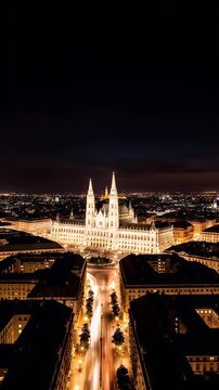 Stunning Aerial View of Budapest Parliament Building at Sunset and Night.