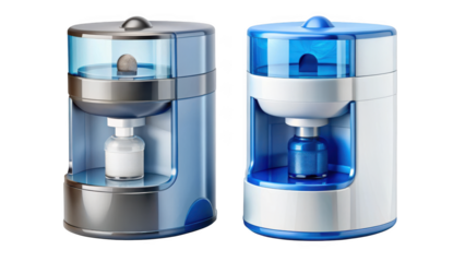 Two water purifiers isolated on transparent background