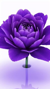 Time-lapse of a purple flower blooming on a white background, showcasing the beauty of natures growth.