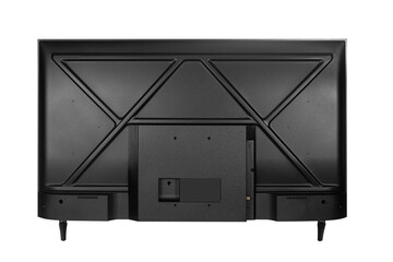 Back view of LED flat screen TV isolated on white background