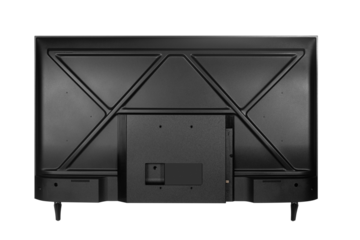 Back view of LED flat screen TV isolated on white background