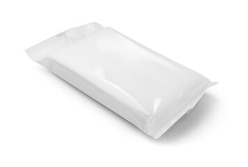 Blank plastic pouch snack packaging isolated on white background