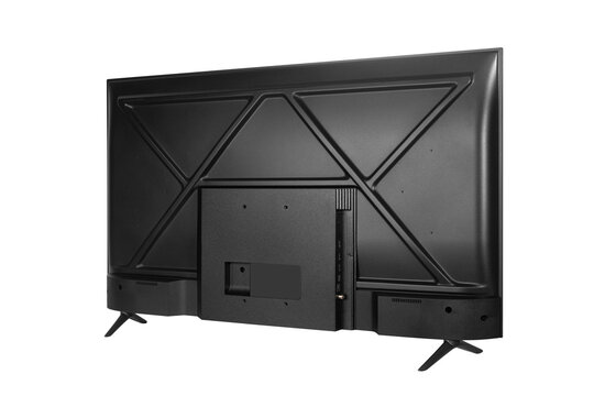Back view of LED flat screen TV isolated on white background