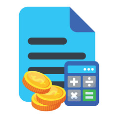 Finance icon design. File with coin and calculator icon