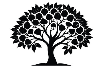 Obraz premium arbutus strawberry tree silhouette line art vector illustration