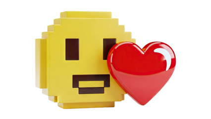 Pixelated Emoji with Red Heart