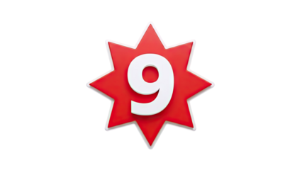 Red Star Badge with Number 9