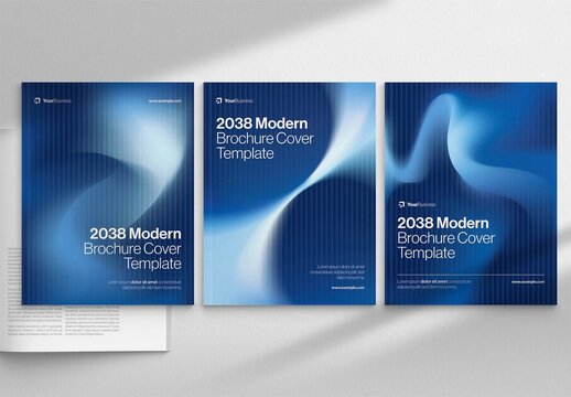 Brochure Cover Template in Modern Blue Corporate Style for Company Profile, Annual Report & Magazine