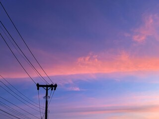 power lines at sunset