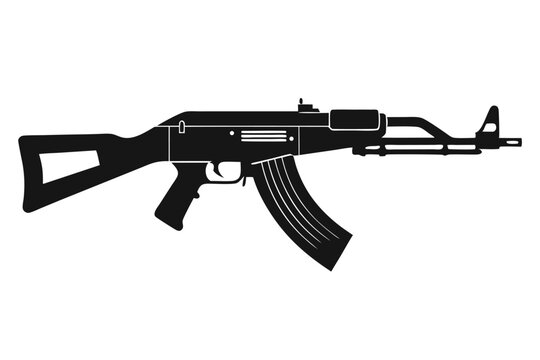 ak 47 gun silhouette line art vector illustration