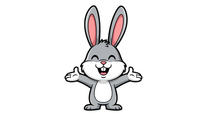 Obraz premium A cute cartoon rabbit with its arms open wide in a welcoming gesture.