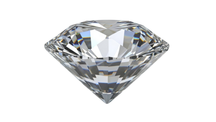 Brilliant cut diamond with faceted surfaces reflecting light