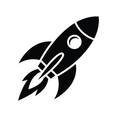 Silhouette of a rocket ship blasting off into space