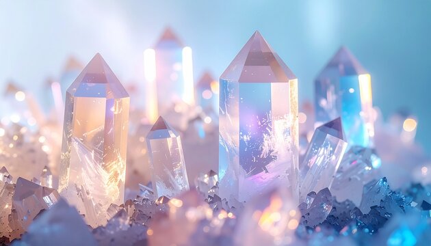 光と水晶が織りなす幻想的な背景