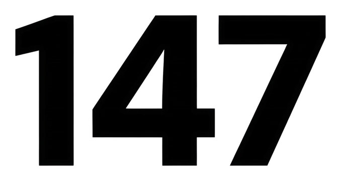Exploring the number 147 creative designs and visual digital abstract isolated on transparent background