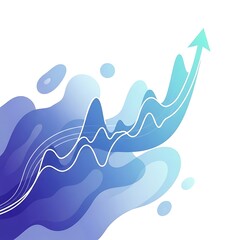 Watercolor style chart showing increasing financial growth with rising teal arrow