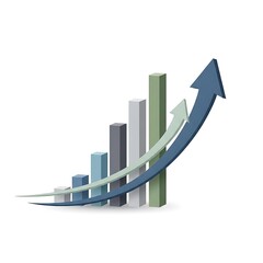 Multiple rising bar graphs demonstrating positive business progress and concurrent market trends