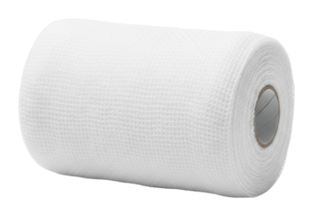 Medical supplies roll of white bandage hospital product isolated on transparent background