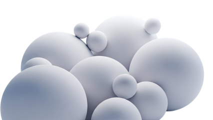 Abstract composition of smooth, white spheres against a light background